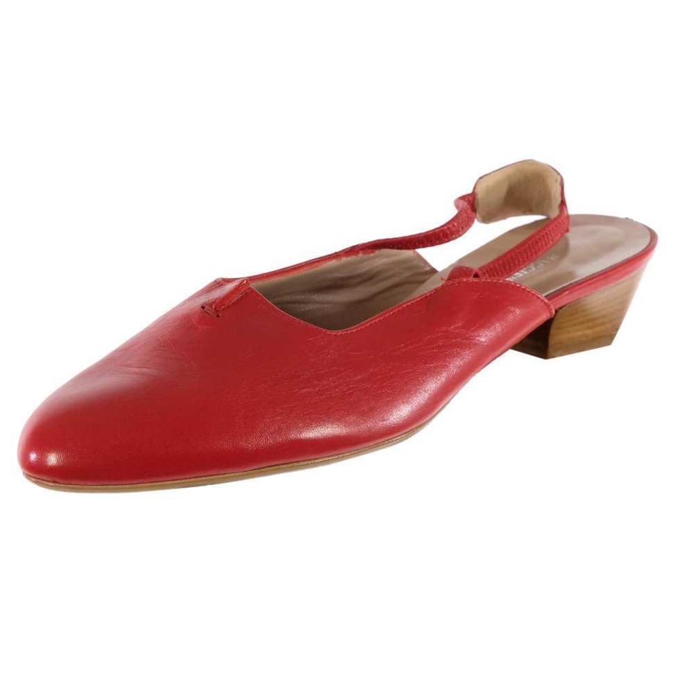 Worn 2x MAGGIE'S SHOES Flats Low Pumps Slingback Sz. 40 EU 9.5 US Red ITALY